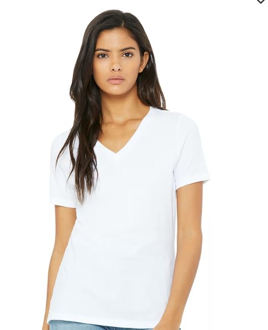 White Vneck Premium Tee